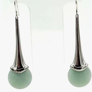 Elegant Silver and Green Drop Earrings